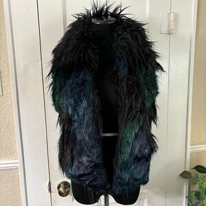 BLANKNYC Faux Fur Vest Peacock Colored